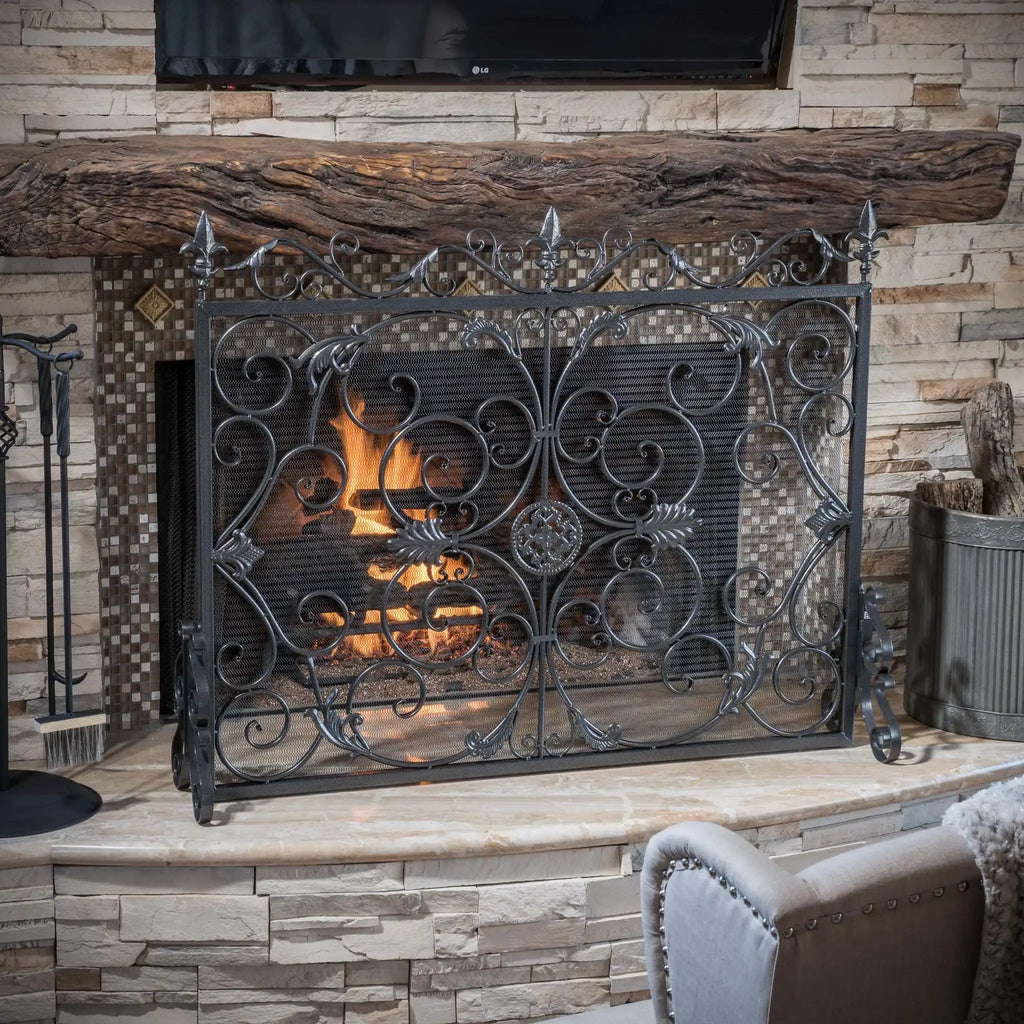 Darcie Wrought Iron Fireplace Screen Ornate Design