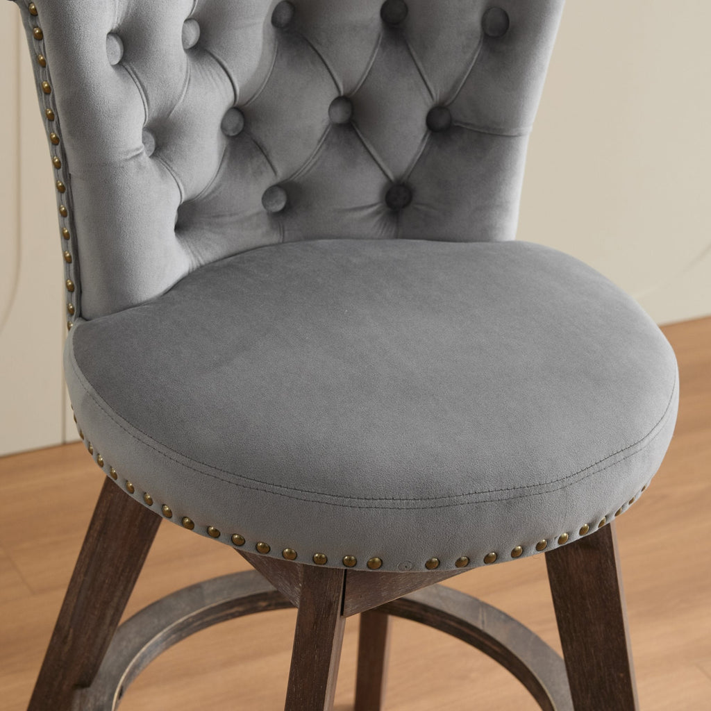 26" Counter Height Bar Stools Set of 2 with 360° Swivel and Velvet Upholstery