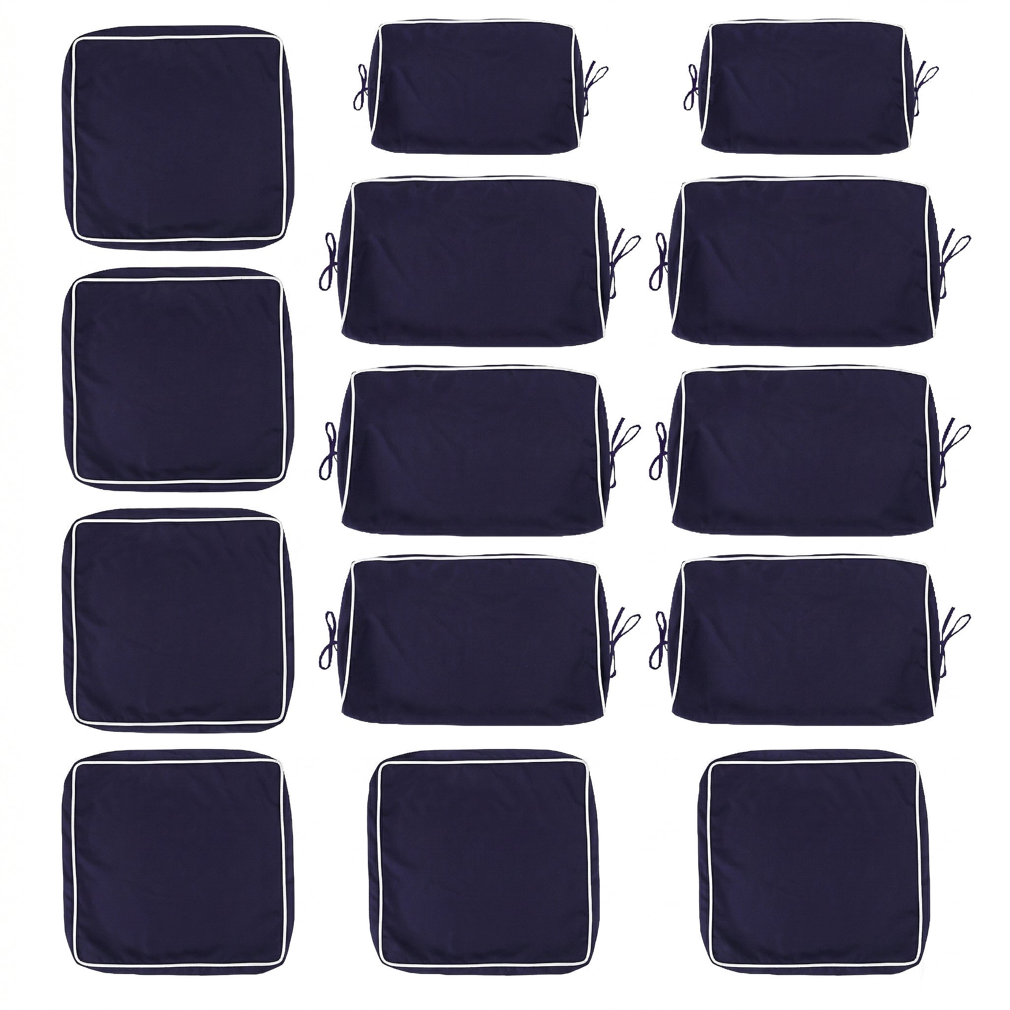 Cushion Covers for 7-Piece (6-Seaters) Wicker Rattan Sectional Sofa - Navy Blue