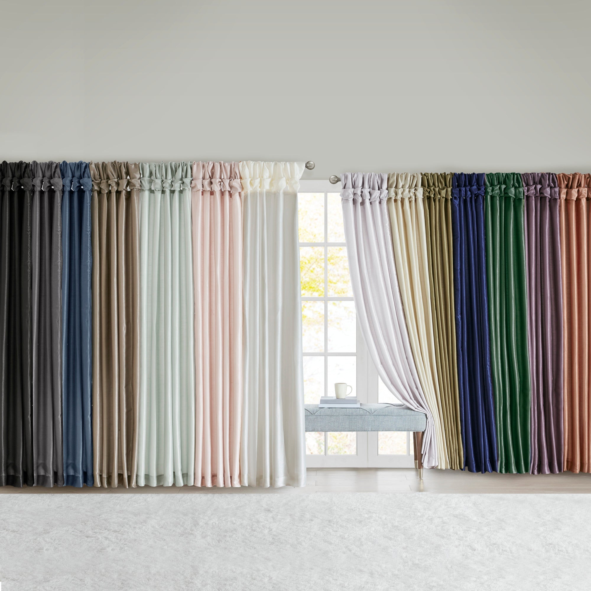Twist Tab Lined Window Curtain Panel Champagne 50x95