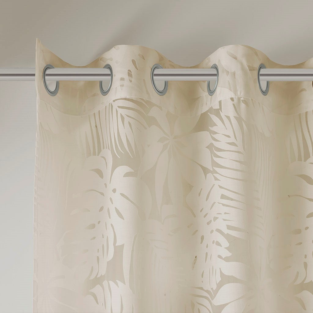 Palm Leaf Burnout Window Sheer Natural 50x84 Inches
