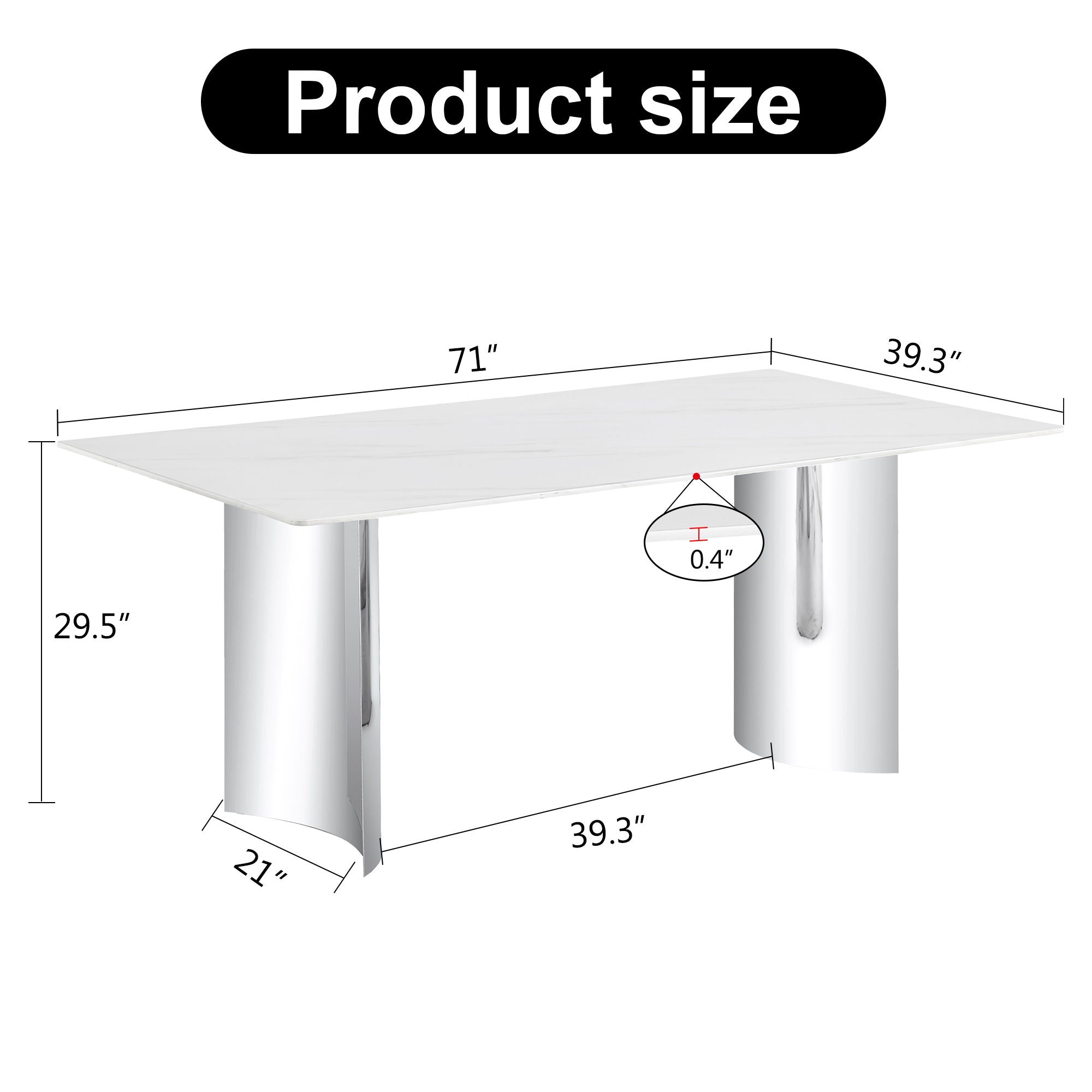 Modern Minimalist Dining Table with Imitation Marble Glass Top and Metal Legs