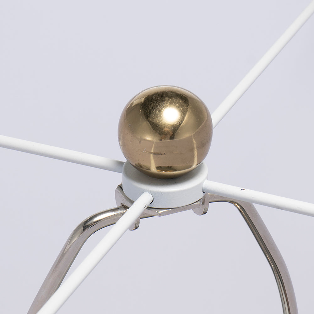 D18x31" Round Aluminum Sheet Gold Table Lamp with White Fabric Shade