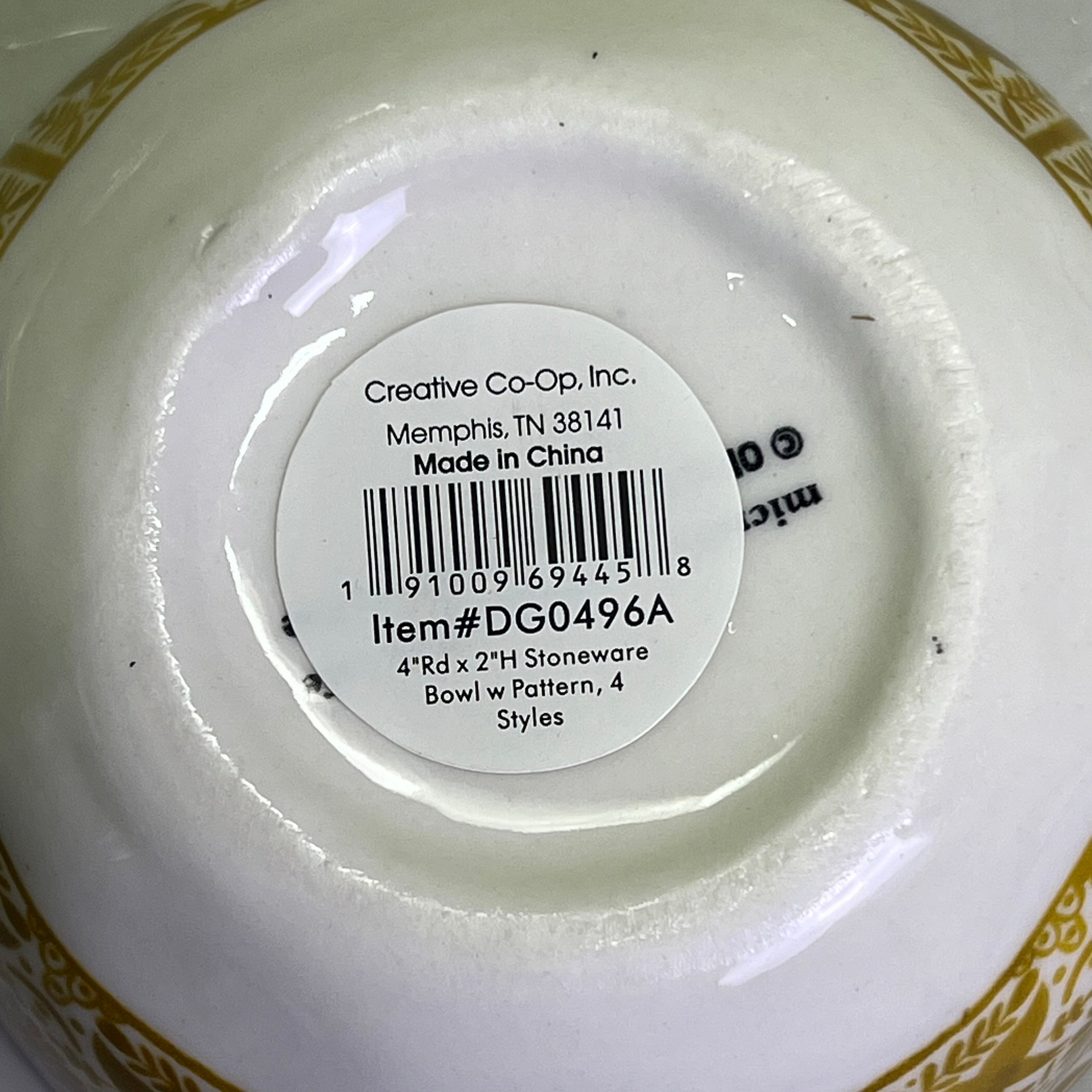 CREATIVE CO-OP (4 PACK) Stoneware Bowl W/ Tile Pattern 4 Styles 4"x2" DG0496A
