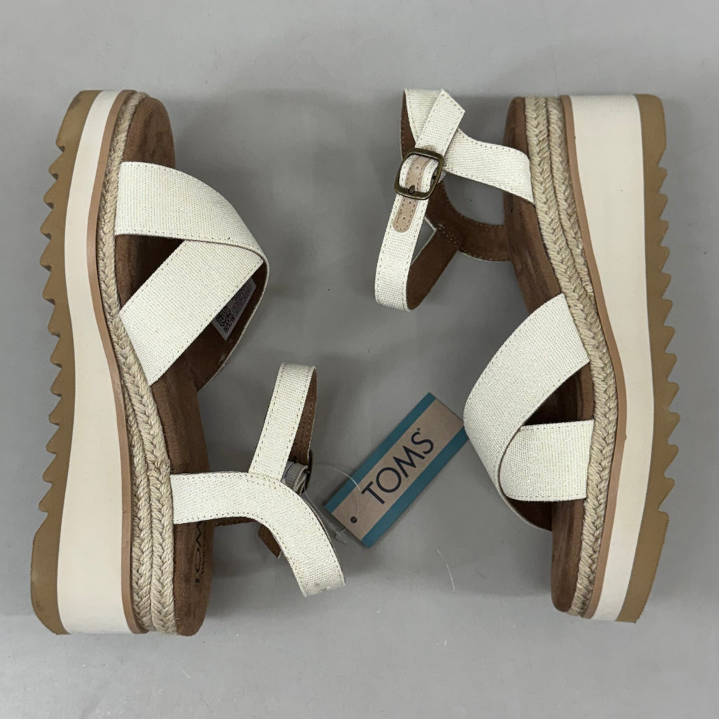 TOM'S Noelani Platform Wedge Sandals Women's Sz 9 EU40 Natural/Gold  10022418