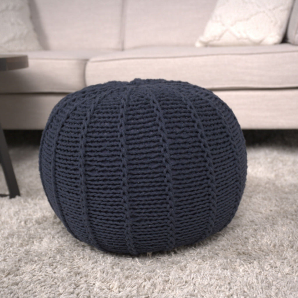 Bordeaux Knitted Round Pouf Ottoman And Floor Cushion