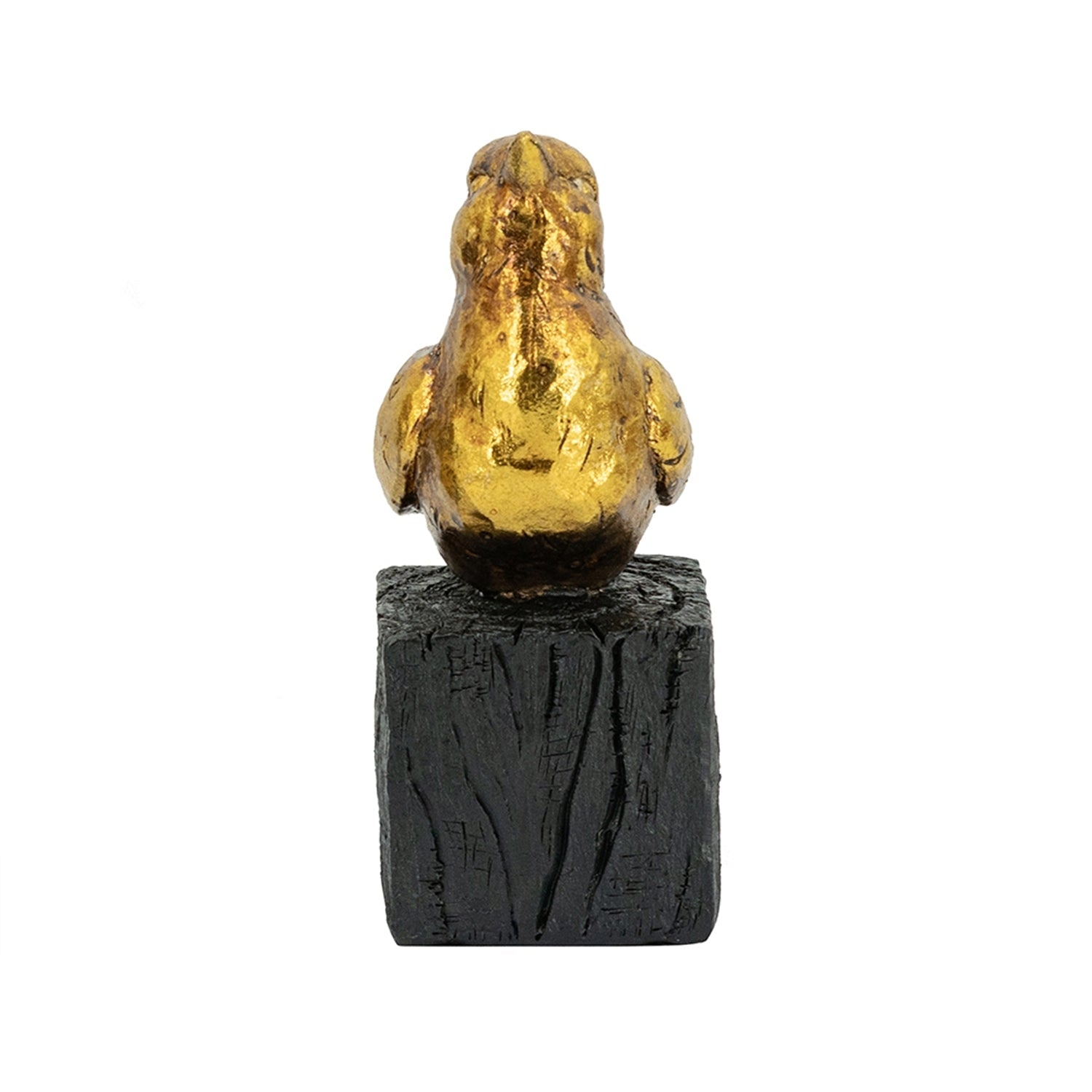 Gold Resin Songbird Sculpture On Black Faux Branch
