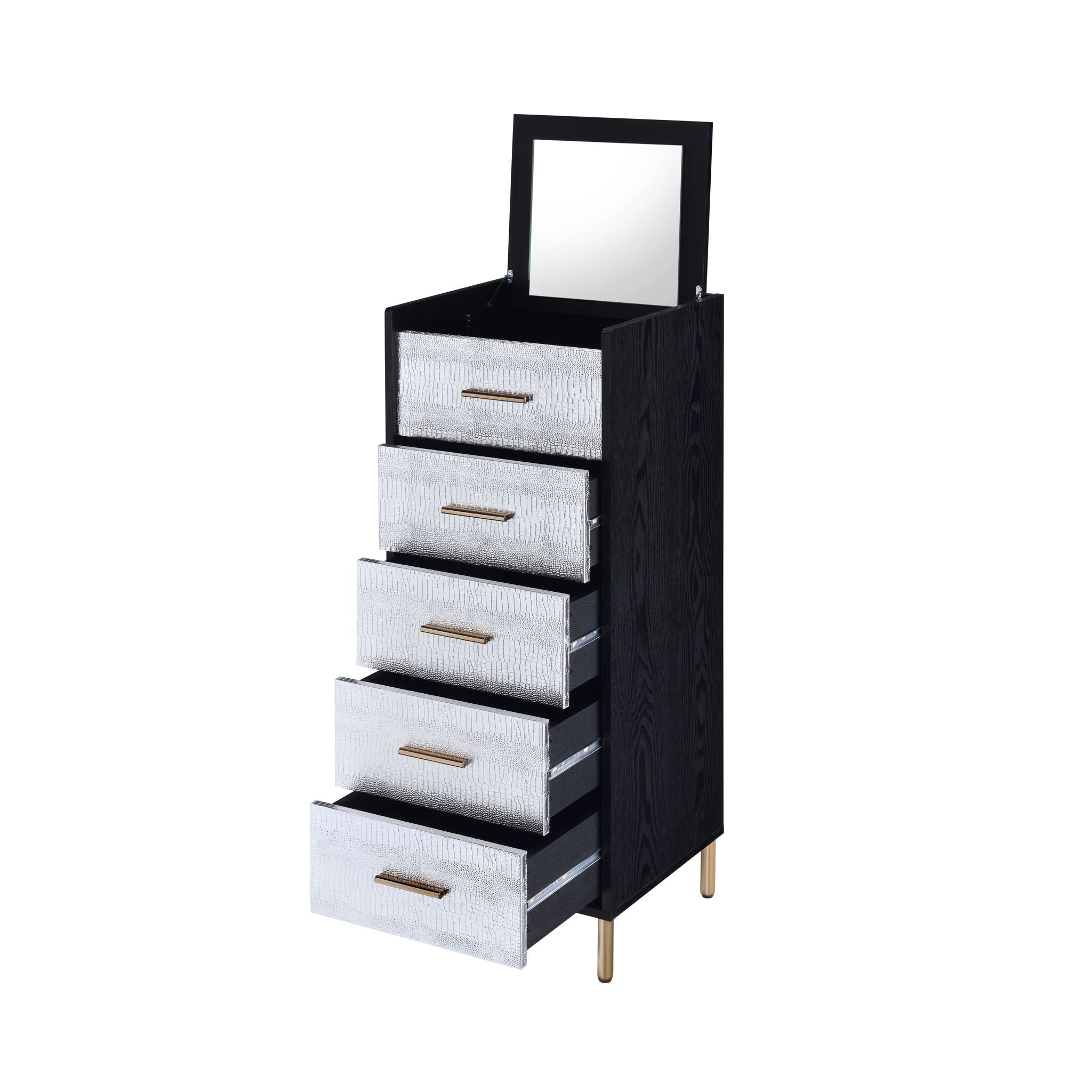 Myles Jewelry Armoire - Black / Silver / Gold