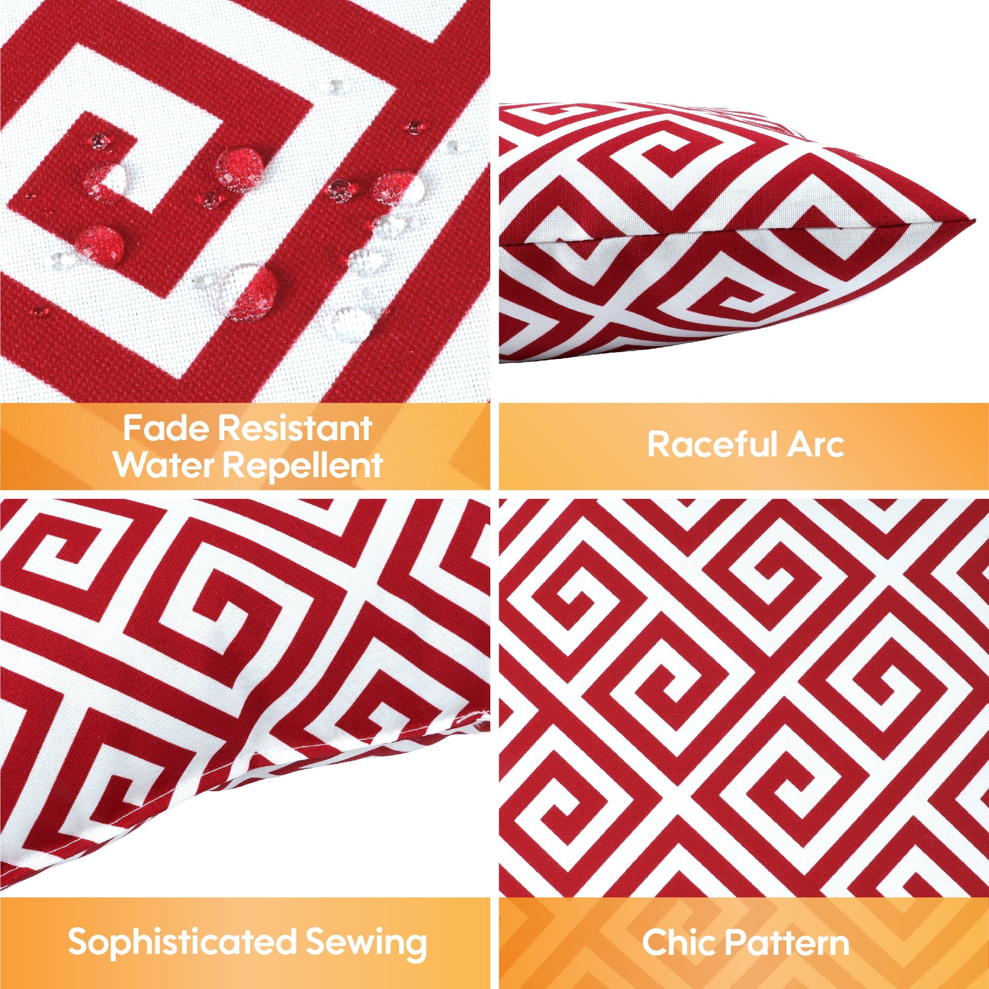 2 Pack Outdoor Throw Pillows - Waterproof & Fade-Resistant (18x18 Inch, Red)