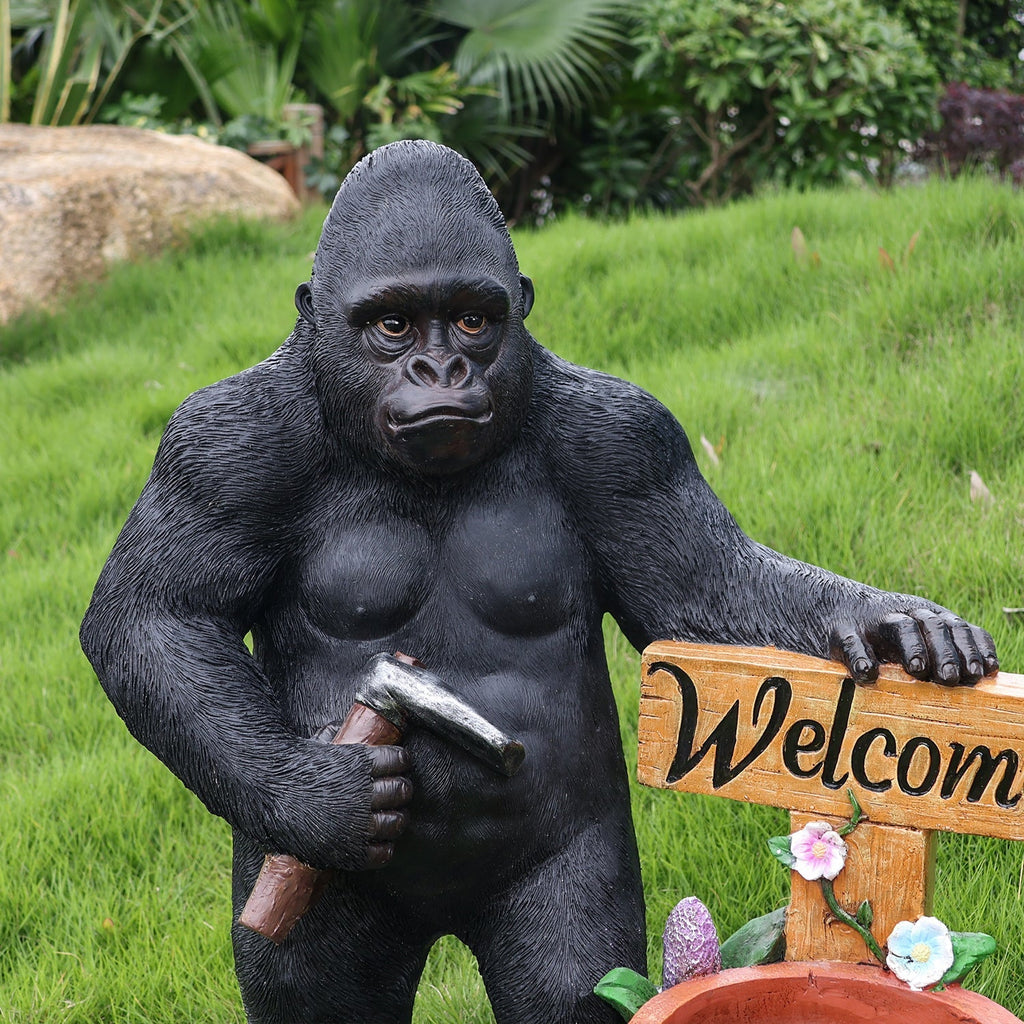 Outdoor Garden Sculpture Chimpanzee Flower Pot Planter