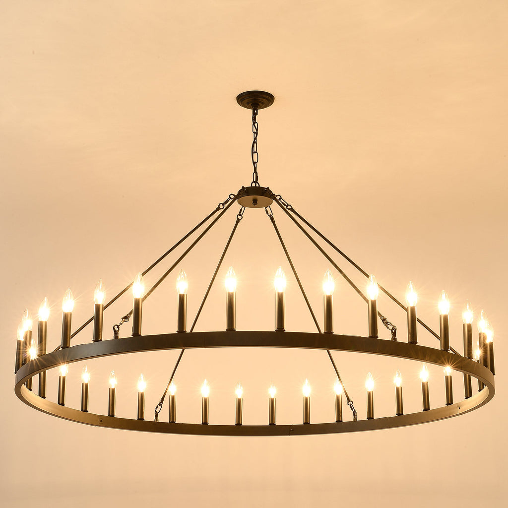 59.1 Inch 36-Light Wagon Wheel Chandelier