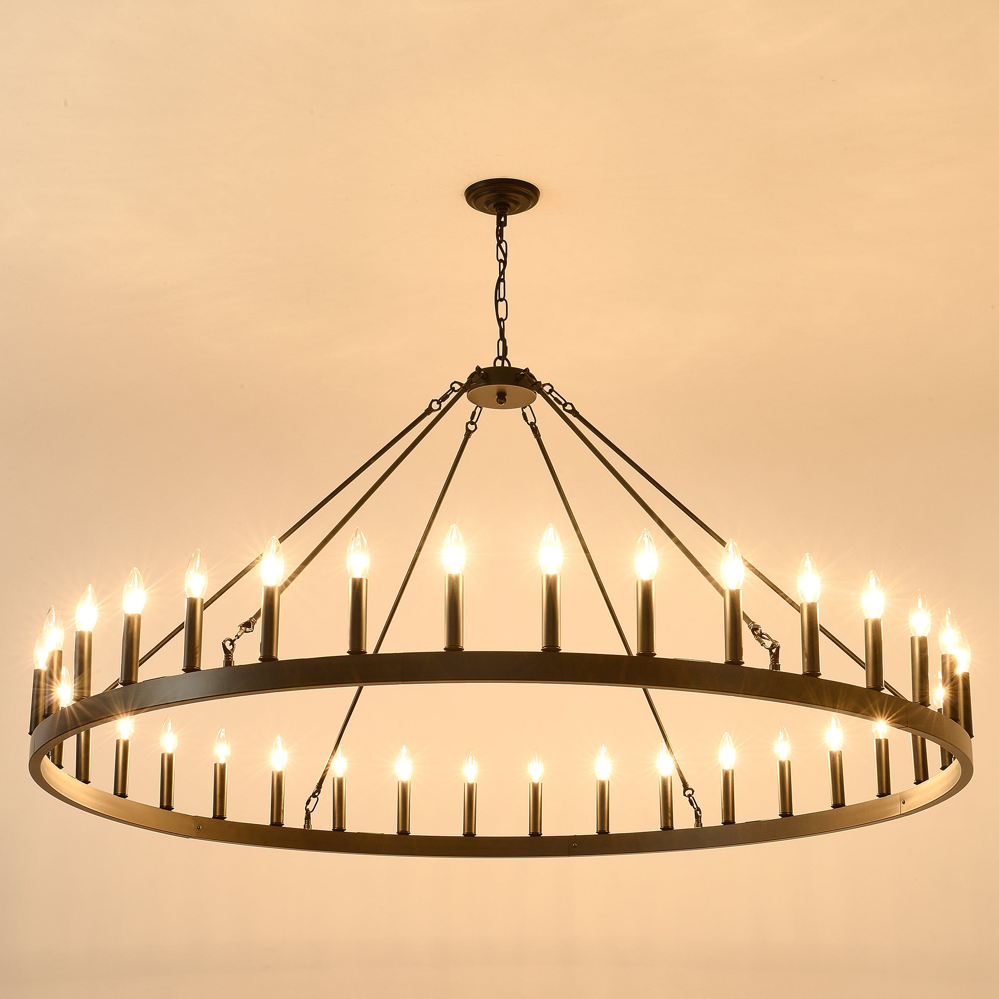 59.1 Inch 36-Light Wagon Wheel Chandelier