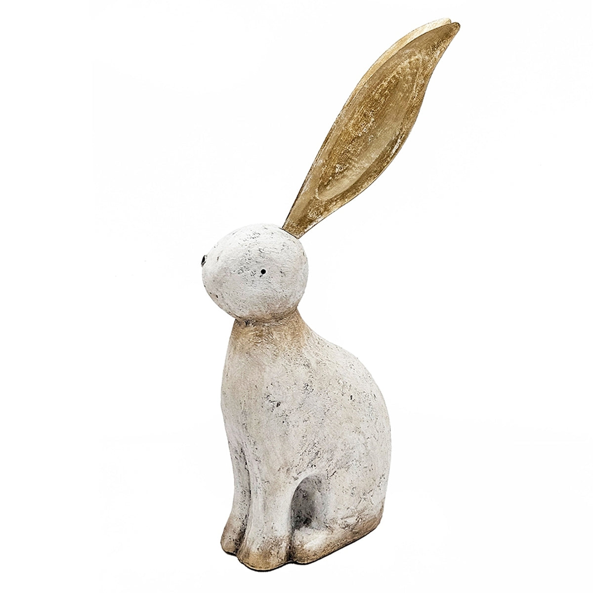 White Magnesium Rabbit Figurine with Gold Iron Ears
