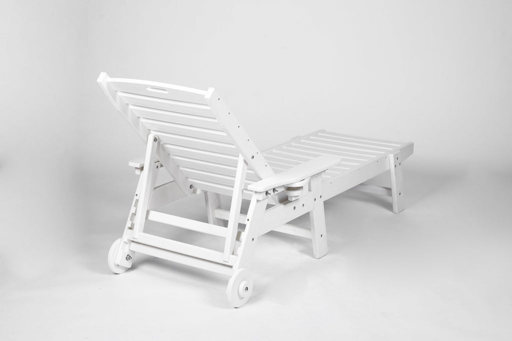 Lounge Chair Outdoor with Wood Texture, HDPE, Adjustable Backrest