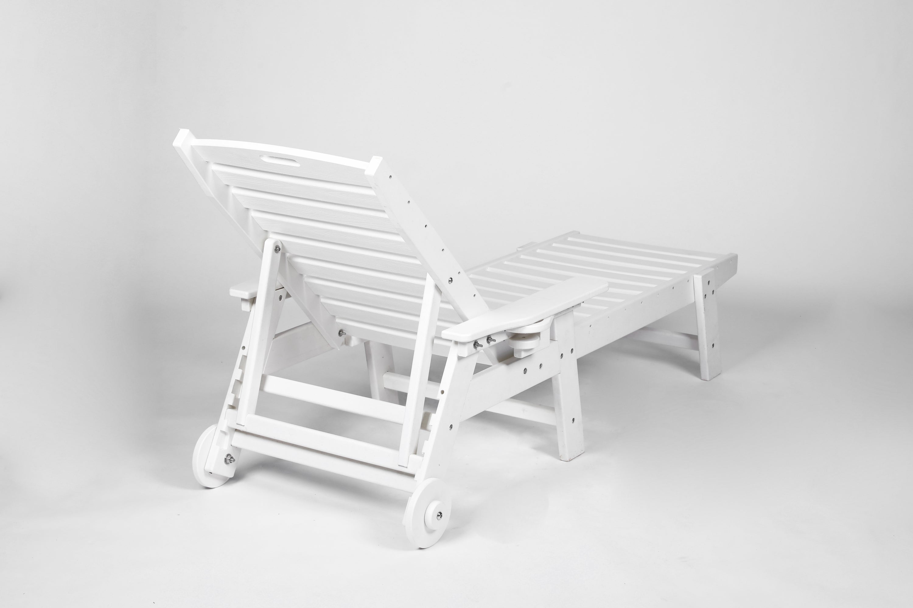 Lounge Chair Outdoor with Wood Texture, HDPE, Adjustable Backrest