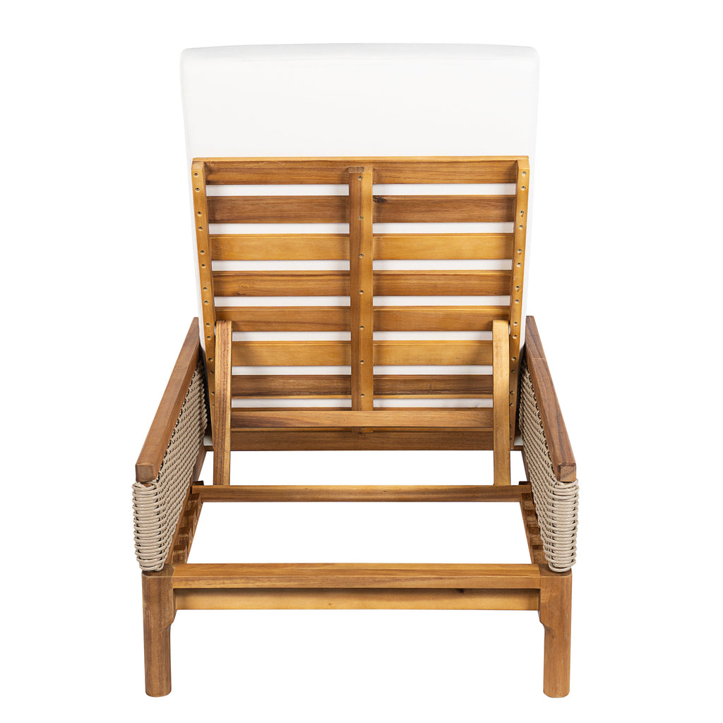 76.8" Solid Acacia Wood Sun Lounger Set of 2 with Cushions
