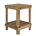 2 Tier End Table With Open Shelves, Natural Wood