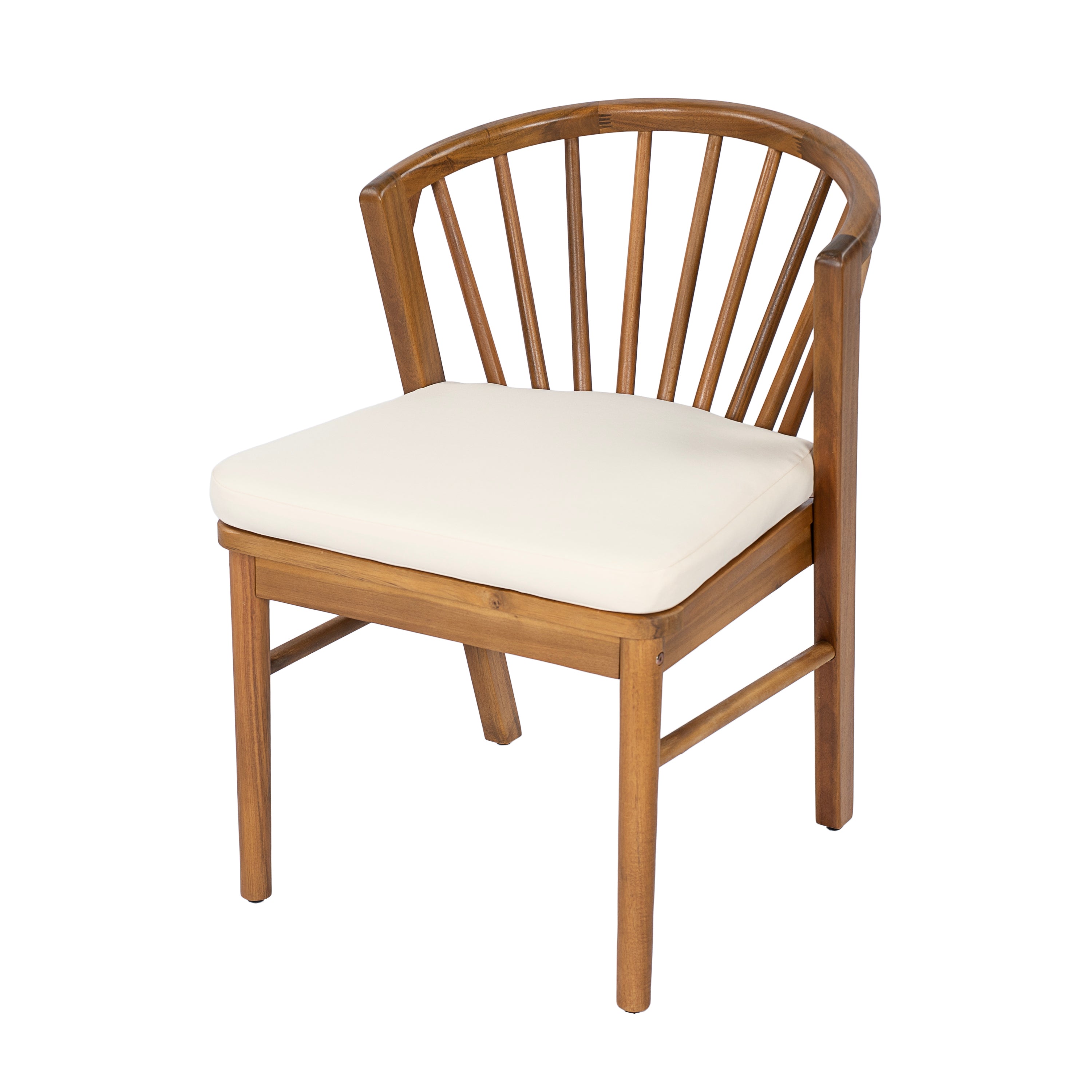 7 Pieces Acacia Wood Outdoor Dining Set with Cream Cushions