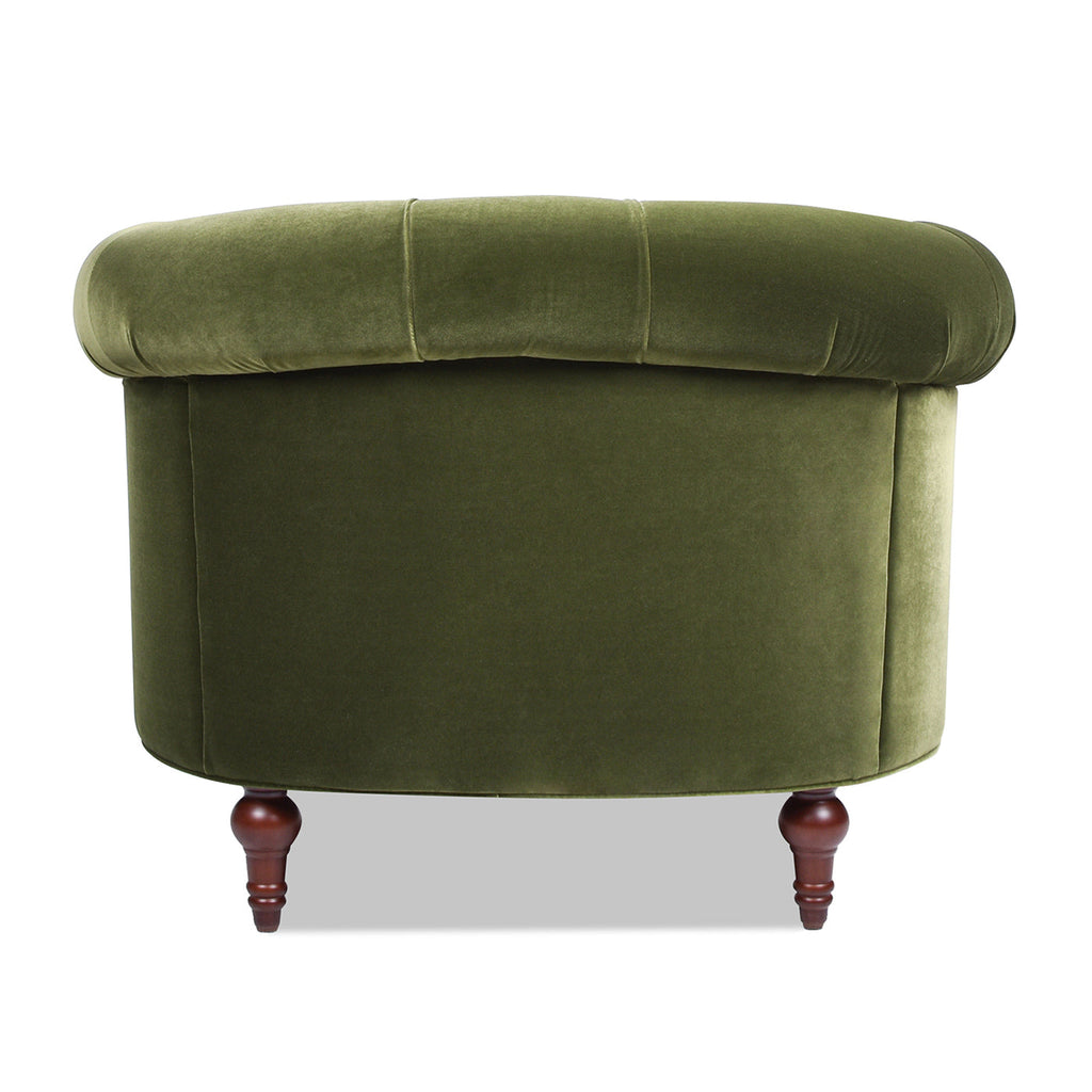 La Rosa Victorian Tufted Upholstered Accent Chair, Olive Green Performance Velvet