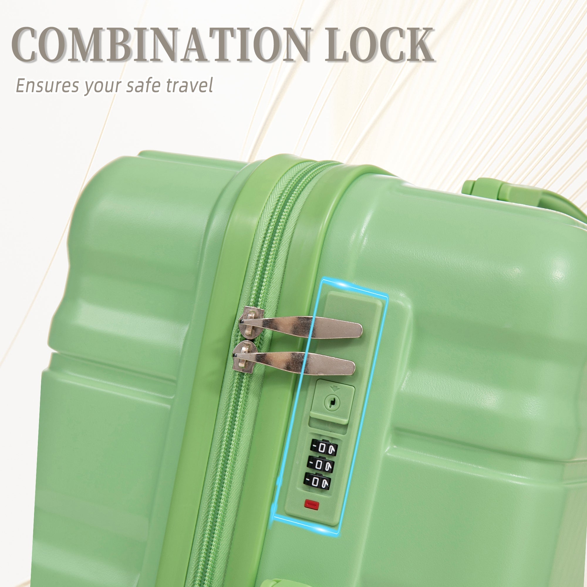 HIFINE Tourist 3-Piece Spinner Wheel Luggage Set in Green