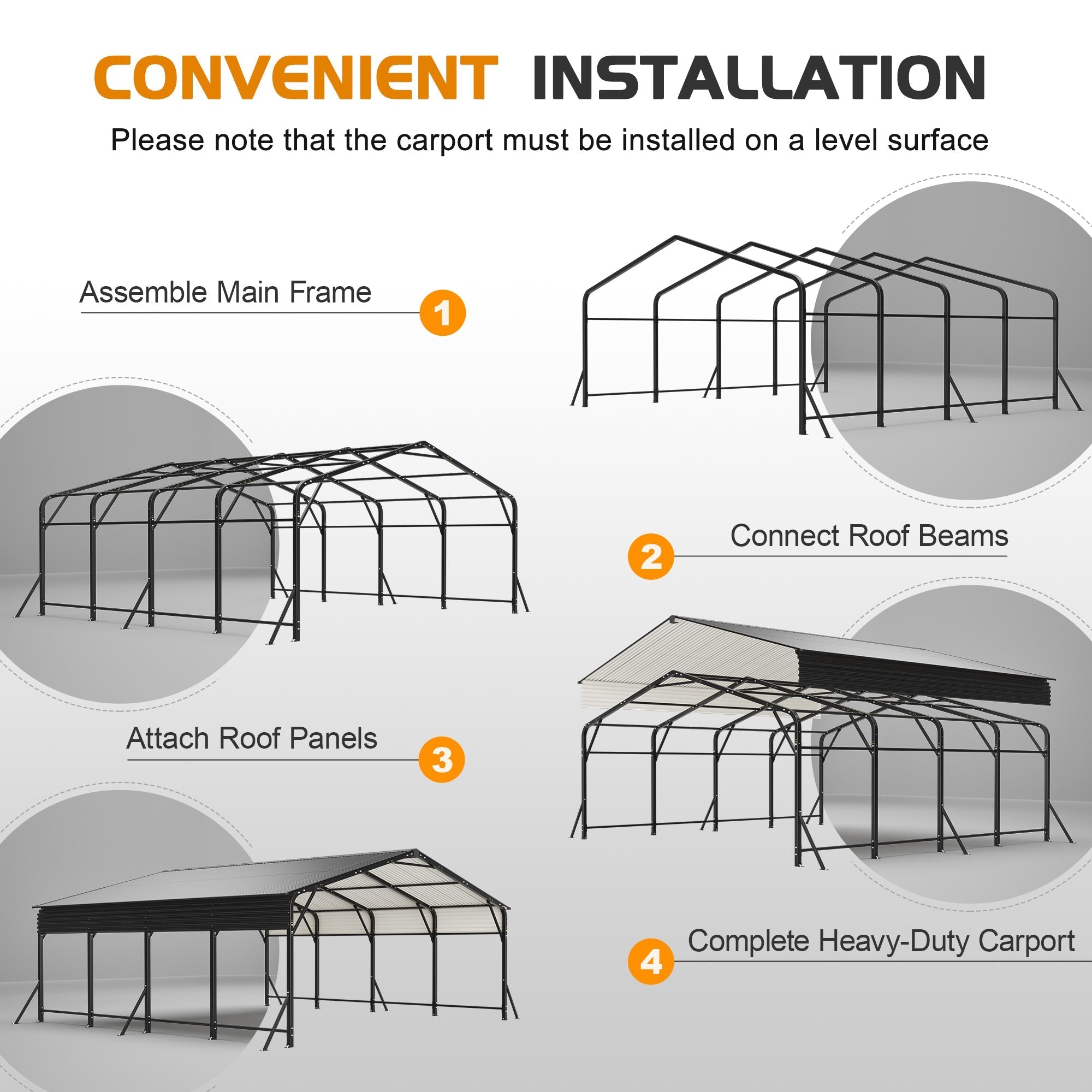 20'x20' Galvanated Steel Carport Canopy