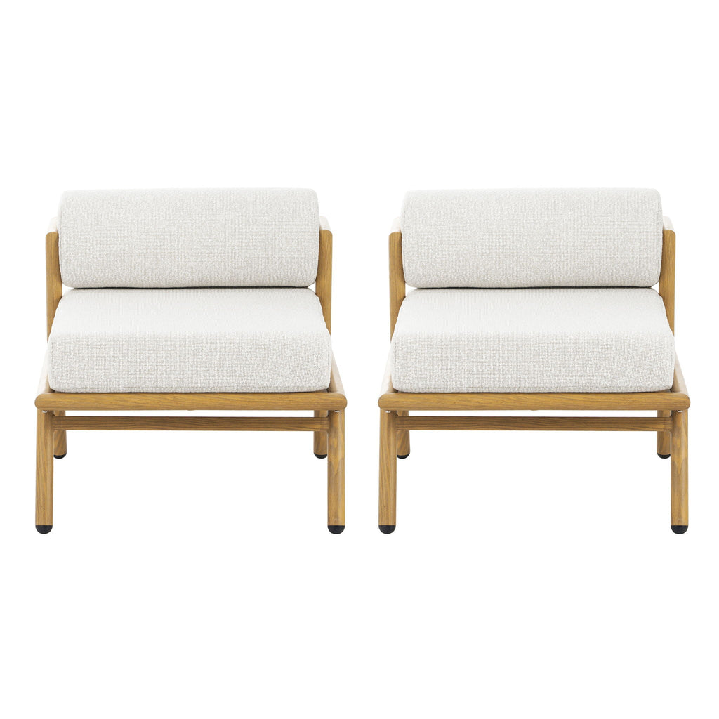 La Fiora Outdoor Patio Iron Club Chair (Set of 2) - Off White / Teak