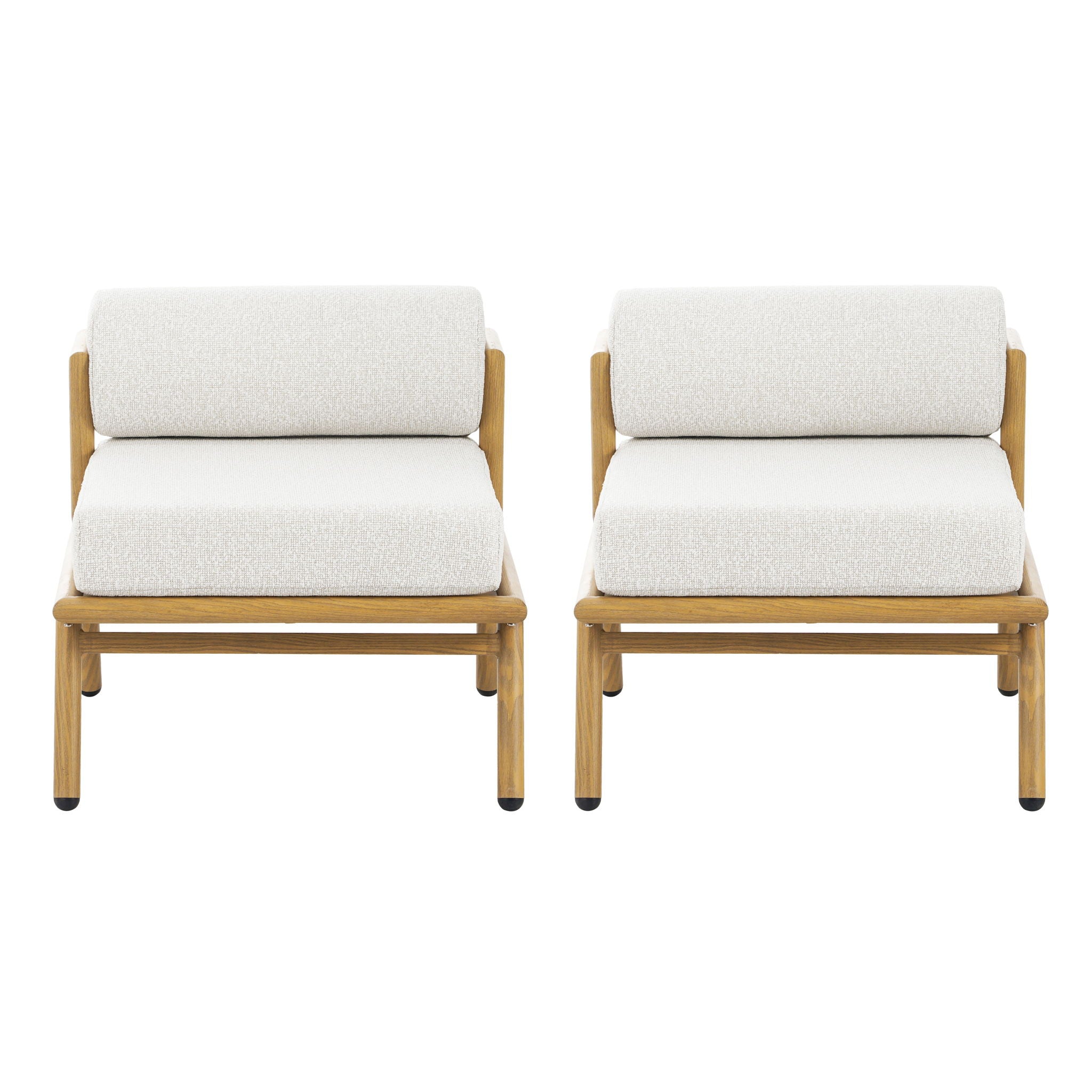 La Fiora Outdoor Patio Iron Club Chair (Set of 2) - Off White / Teak