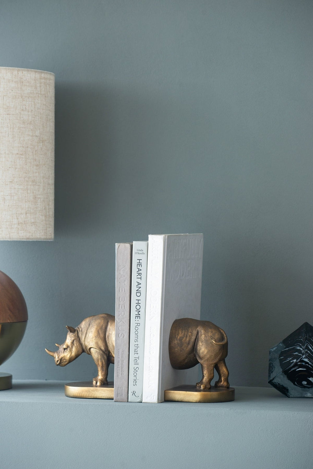Set of 2 Rhino Bronze Bookends