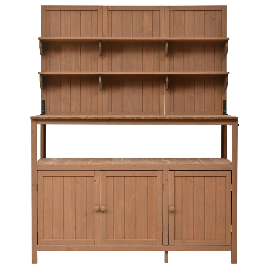 TOPMAX Potting Bench with Hutch, 50.2' Solid Fir Wood Garden Workstation