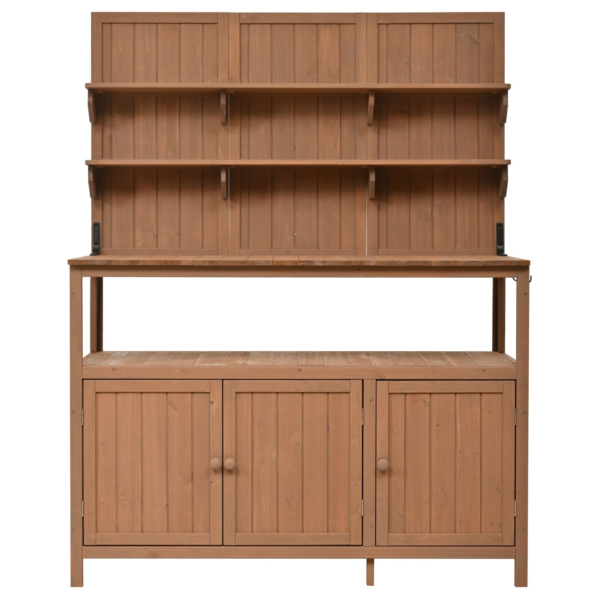 TOPMAX Potting Bench with Hutch, 50.2' Solid Fir Wood Garden Workstation