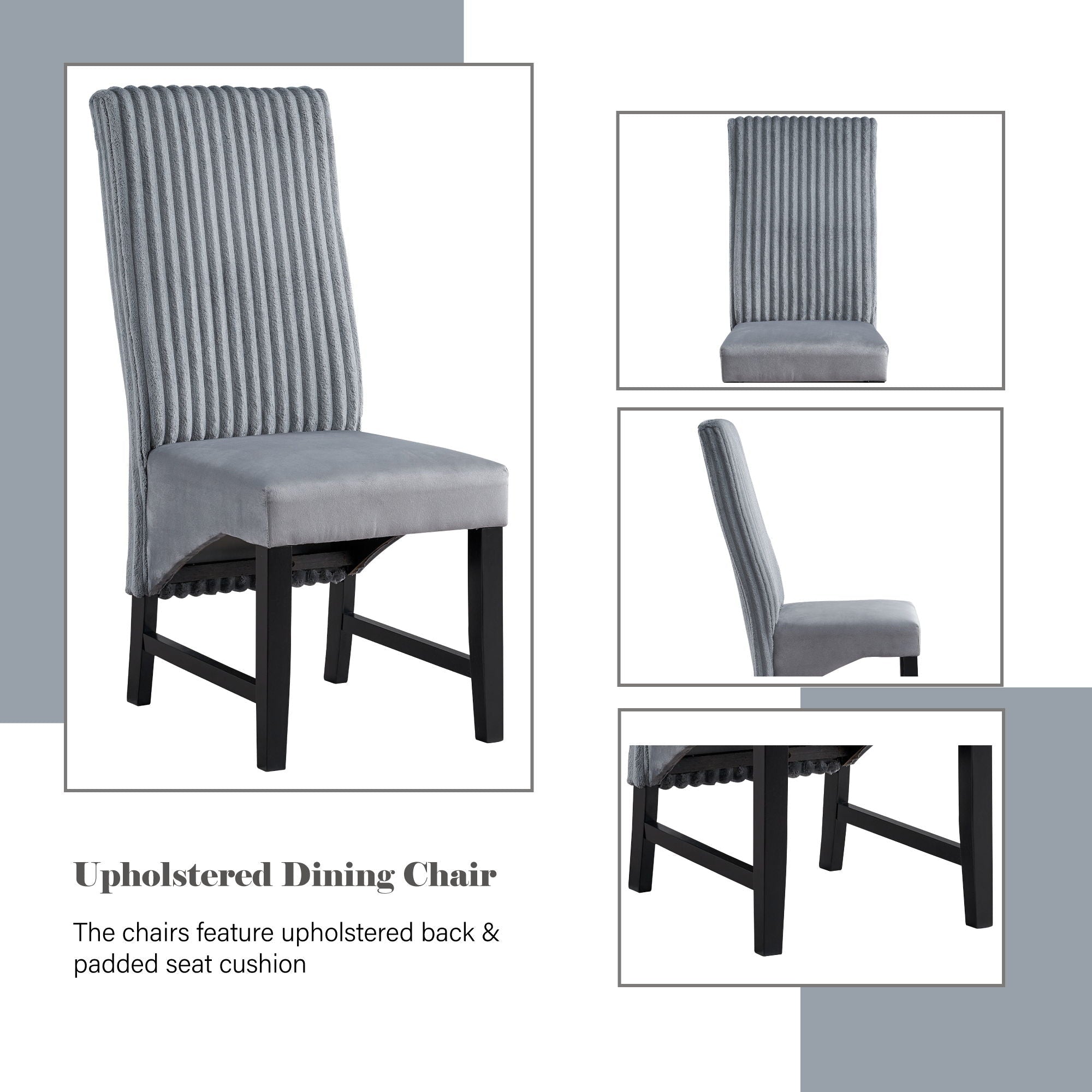 Kini Corduroy Side Chair (Set of 2) - Black / Gray