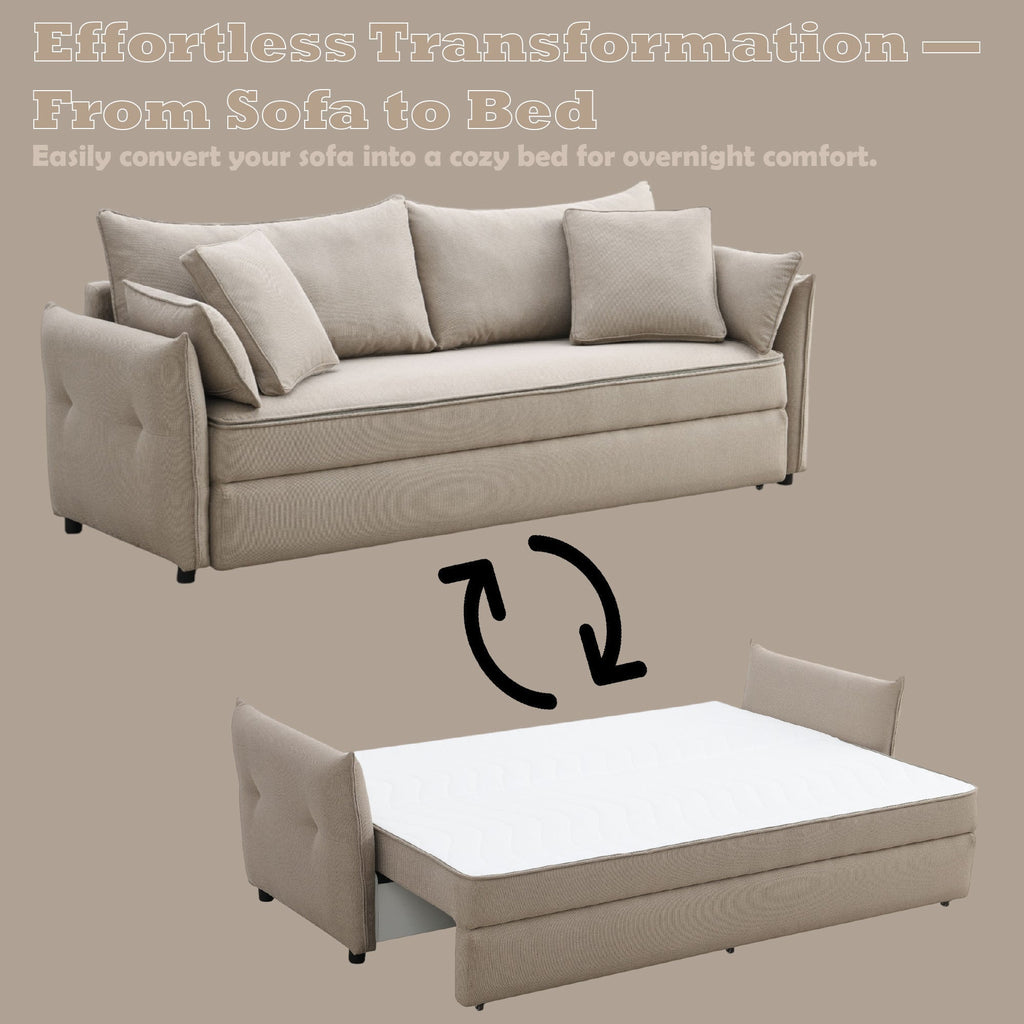 Irina Beige Fabric Sofa with Sleeper