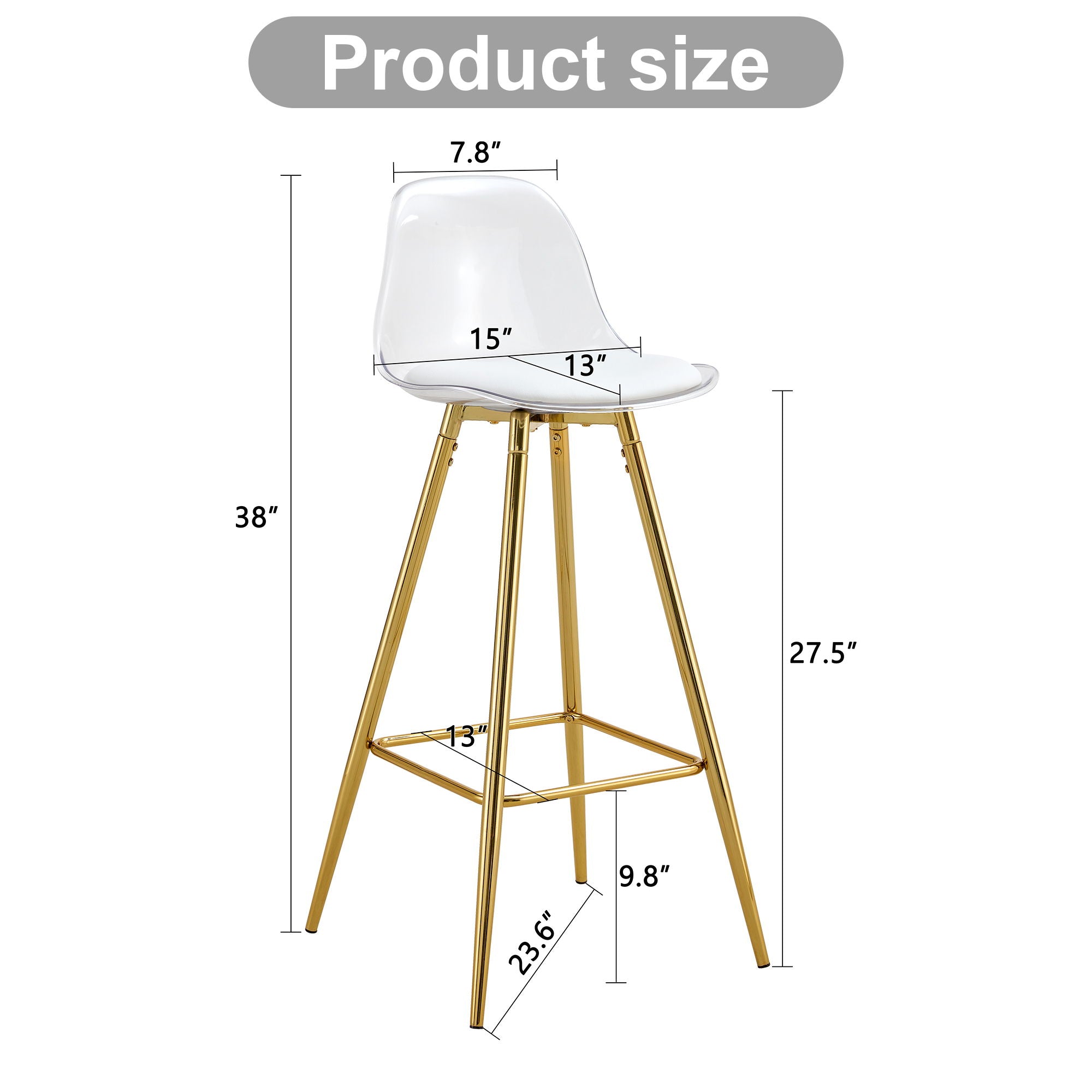 Stylish Upholstered Bar Chairs with Metal Legs