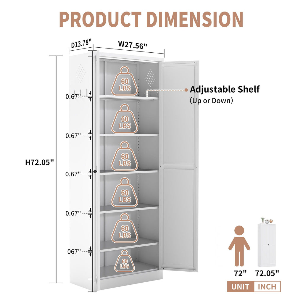 Kitchen Pantry Cabinet With Doors, Heavy-Duty Freestanding Storage Organizer