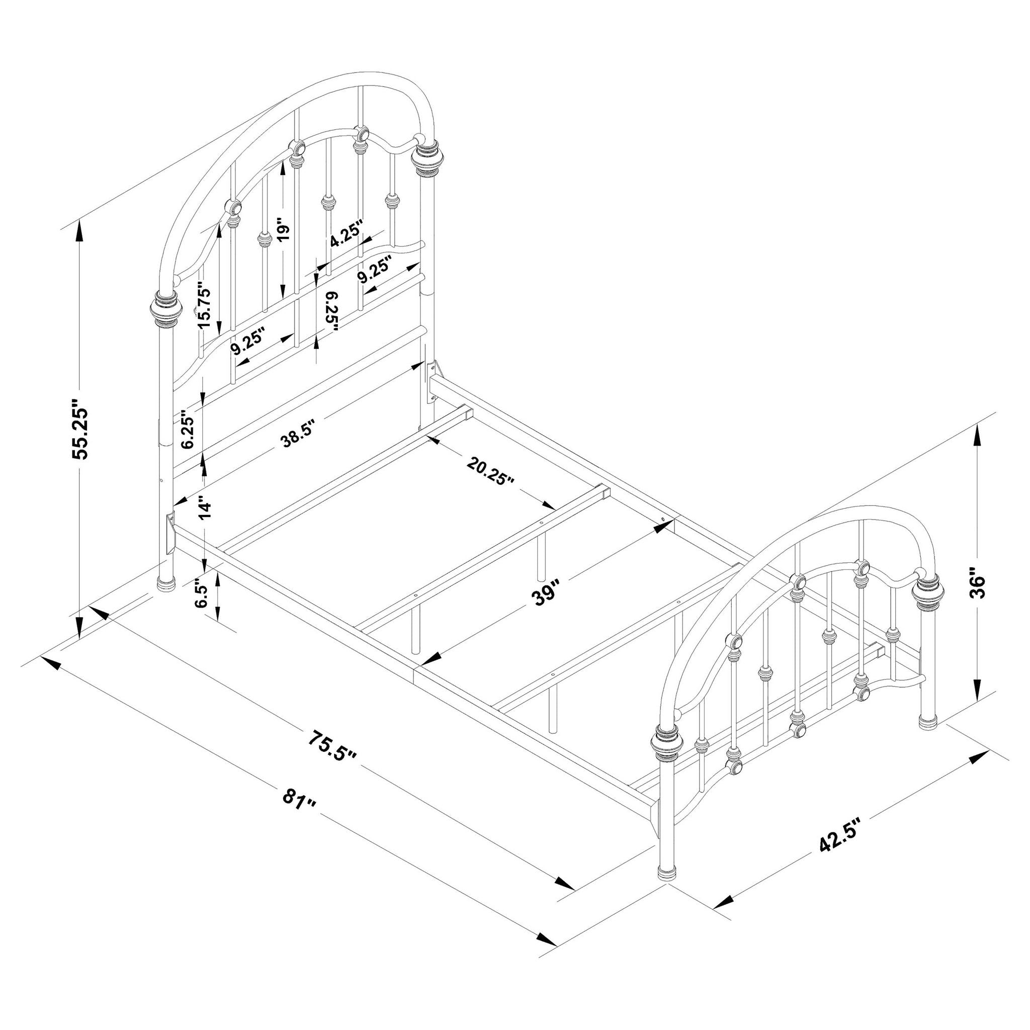 Twin Bed With Curved Headboard And Footboard - Bronze