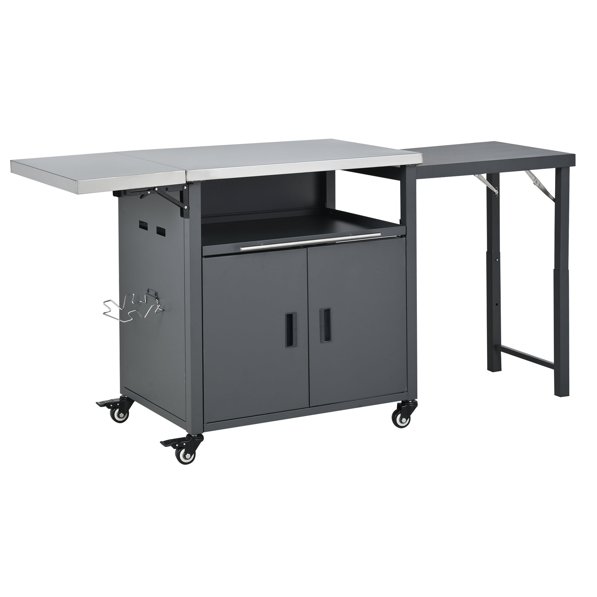 Foldable Outdoor Prep Station BBQ Cart Patio Dining Cart