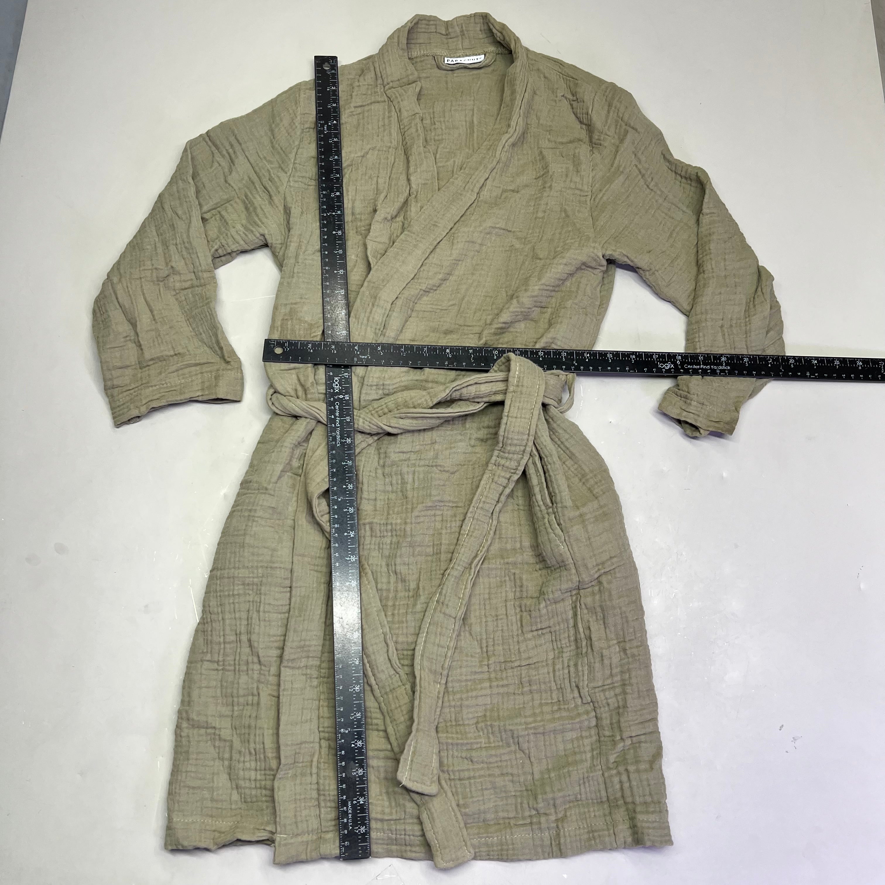 PARACHUTE 4-Ply Gauze Cloud Cotton Robe W/ Pockets Men's Sz S Moss (Pre-Owned)