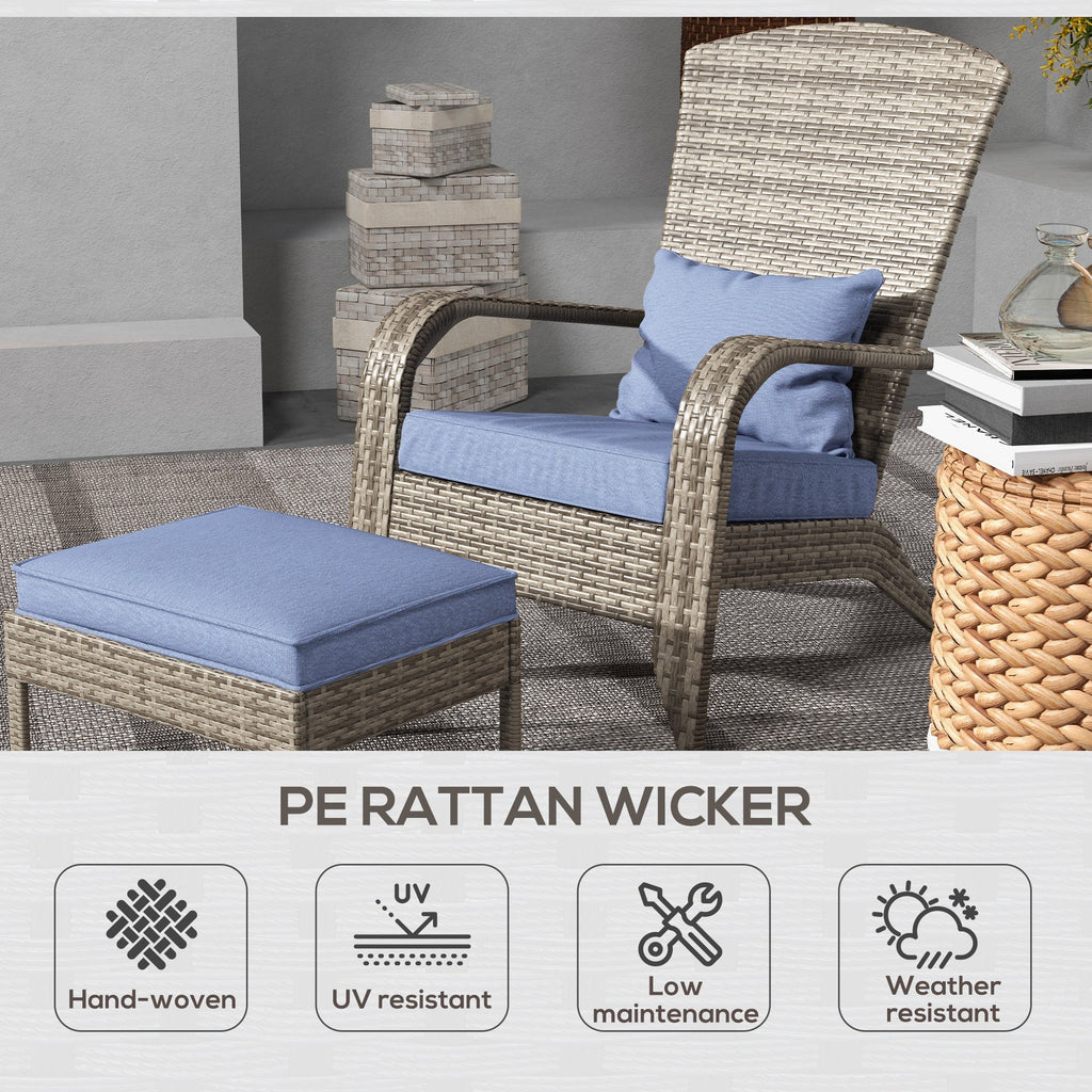 Wicker Adirondack Chair with Ottoman