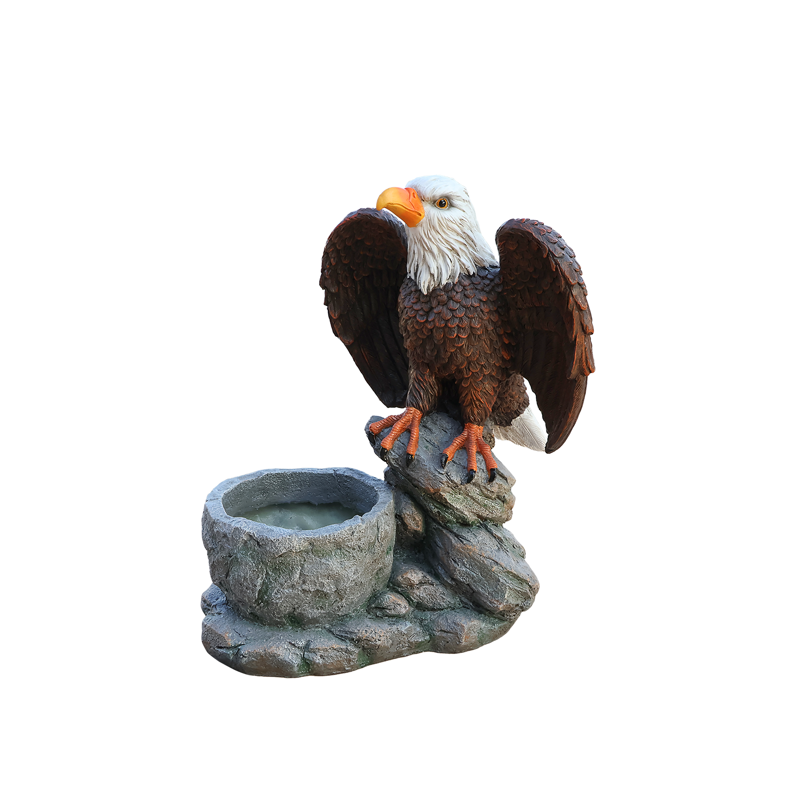 Standing Eagle Statue Garden Planter on Faux Stone Base
