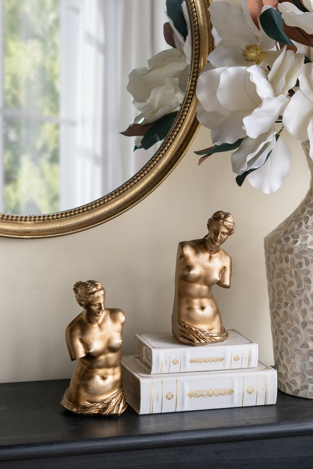 Set of 2 Venus de Milo Bust Bookends with Gold Finish