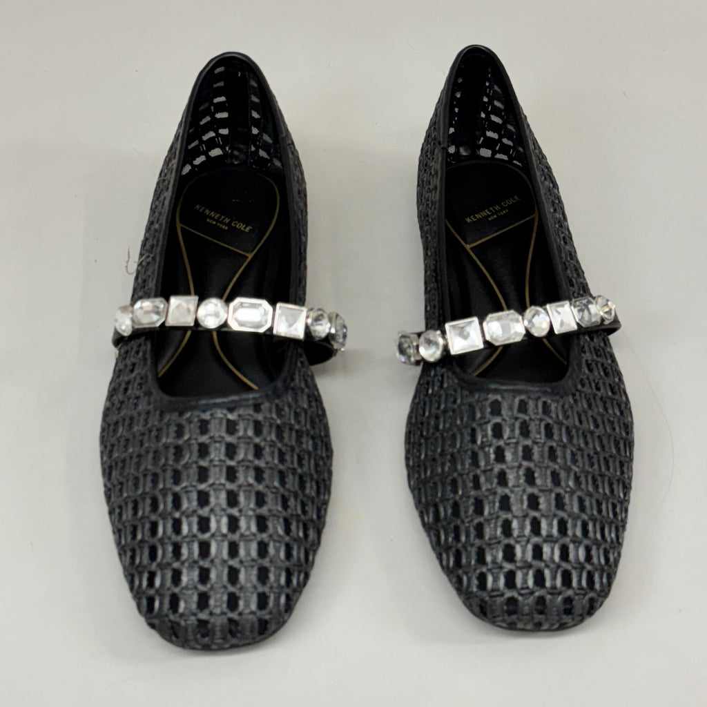KENNETH COLE  New York Zeta Raffia Jewel Jane Flat Women's Sz 9 Black KL25ZMJ01
