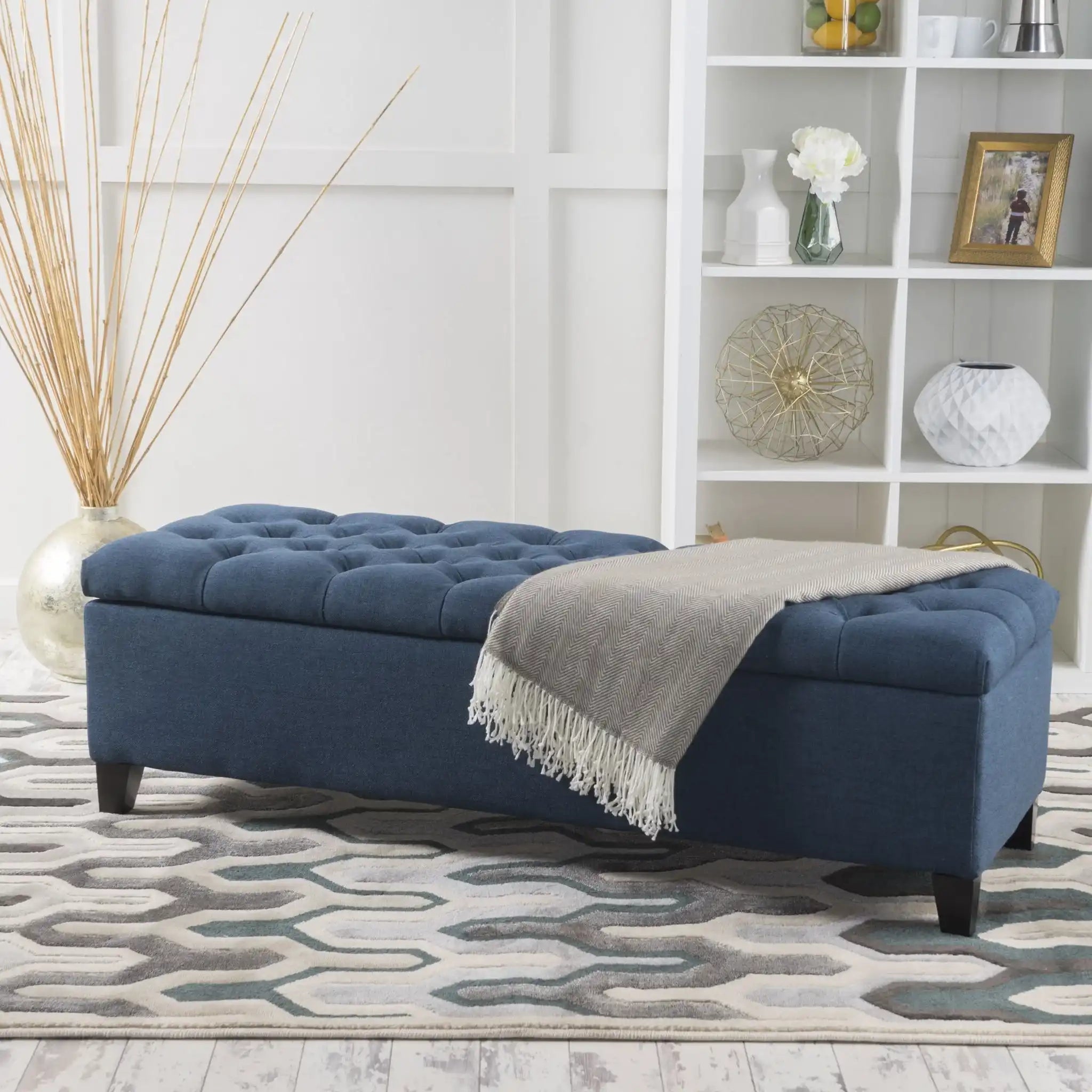 Glouster Contemporary Storage Ottoman with Button Tufted Design