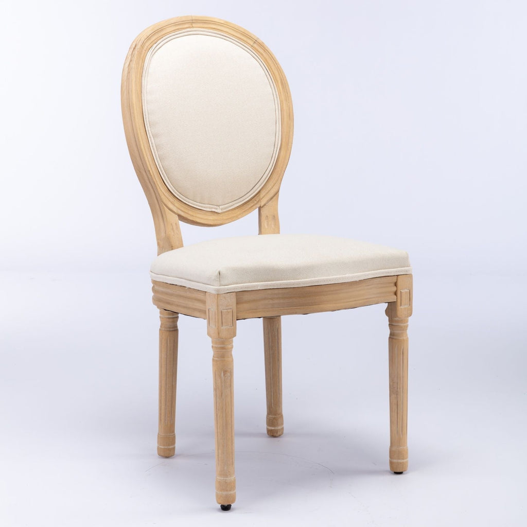 French Style Solid Wood Frame Antique Painting Fabric Back Dining Chair (Set of 2)