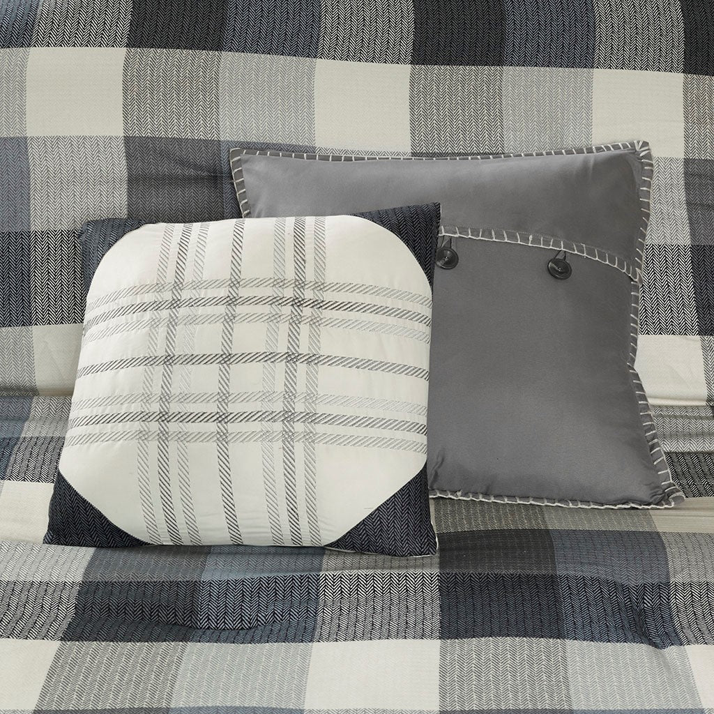 7 Piece Herringbone Comforter Set Grey King