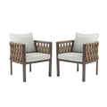 2 Pieces Outdoor Metal Patio Club Chair with Cushions