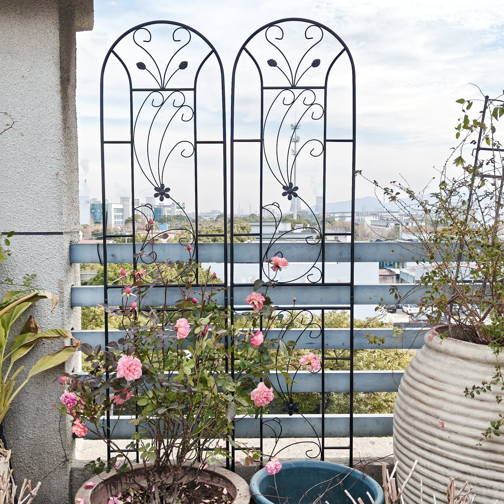 4 Pack Metal Garden Trellis 86.7'' x 19.7'' Rustproof Black