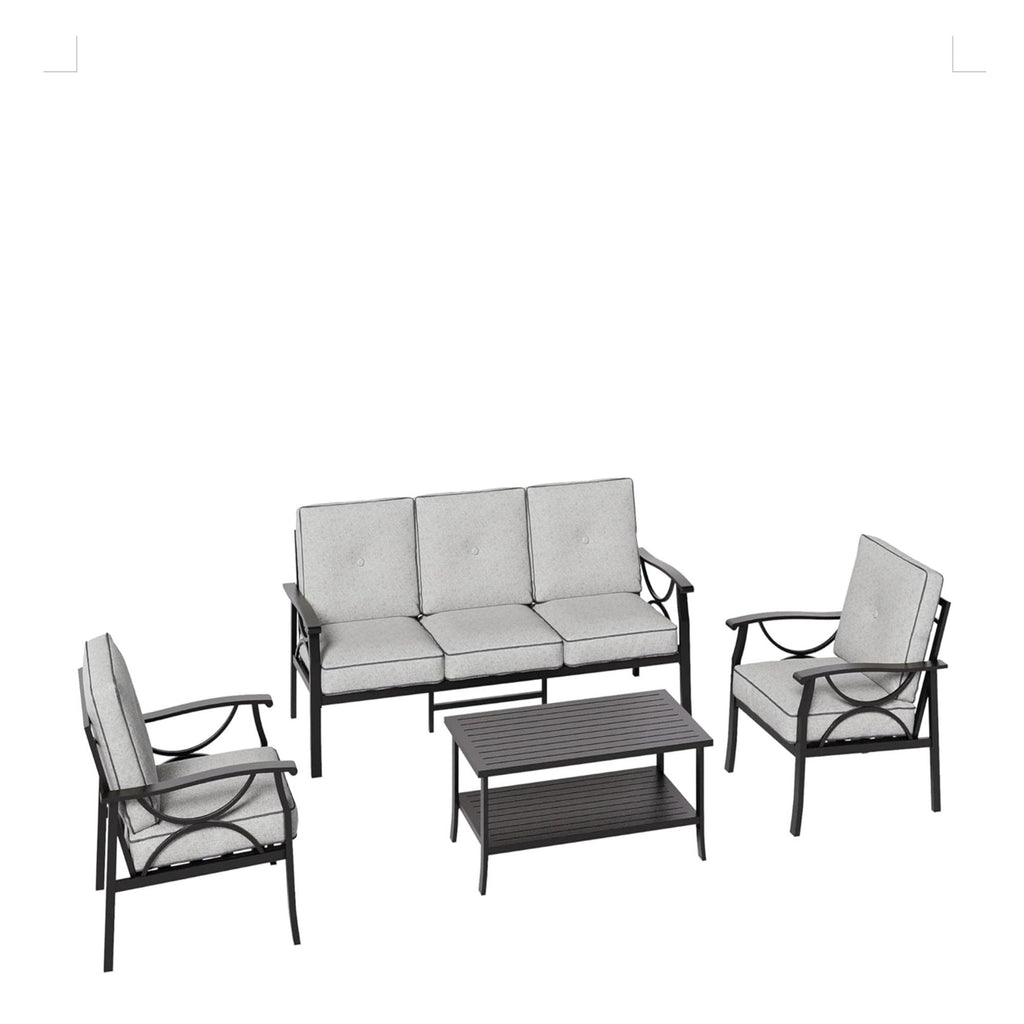 Patio Furniture Set with Coffee Table and Cushions for Backyard