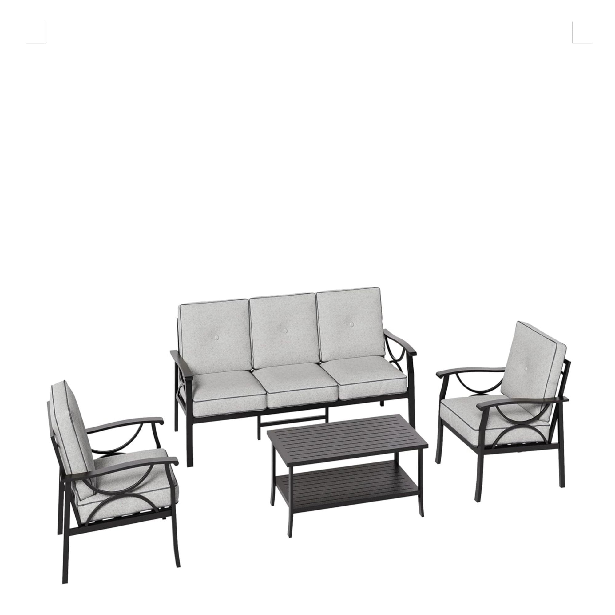 Patio Furniture Set with Coffee Table and Cushions for Backyard