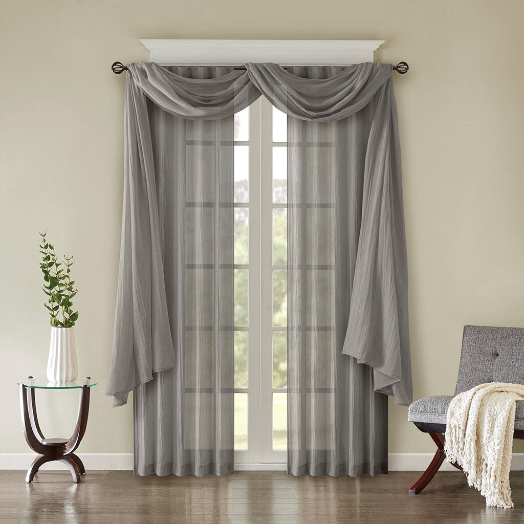 Solid Crushed Curtain Panel Pair (2 Pcs) - Grey