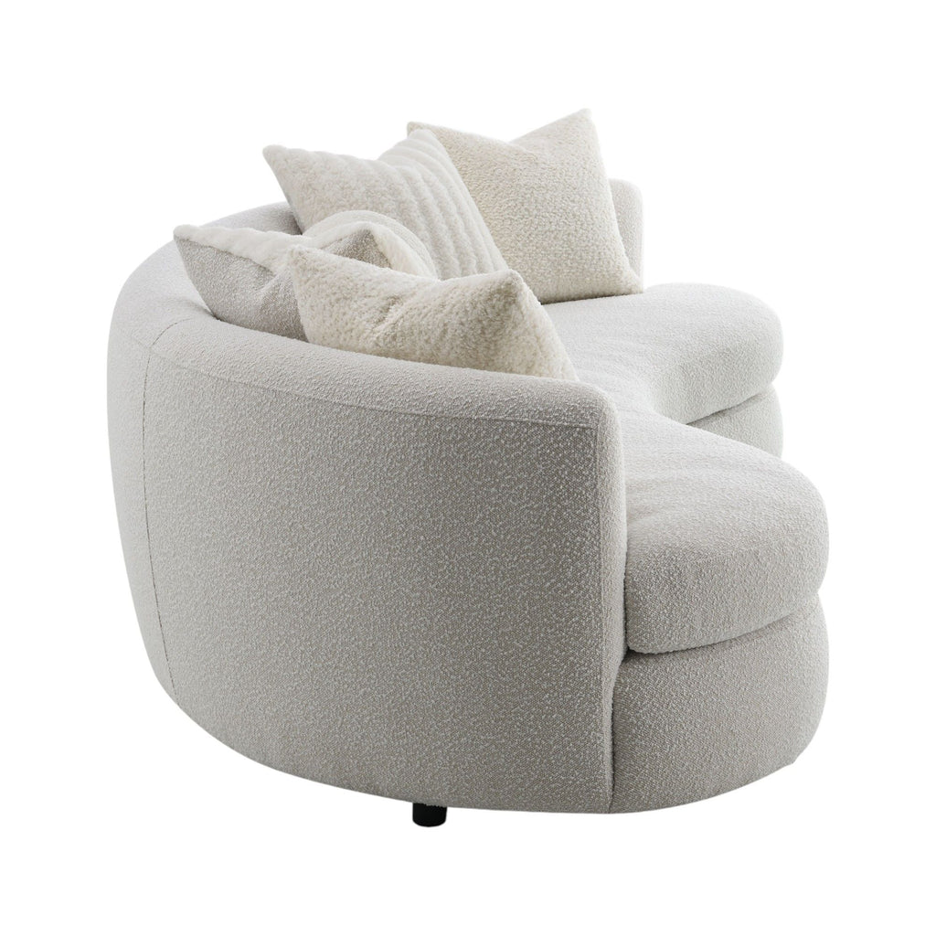 Iniko Boucle Sofa With Toss Pillows - Beige